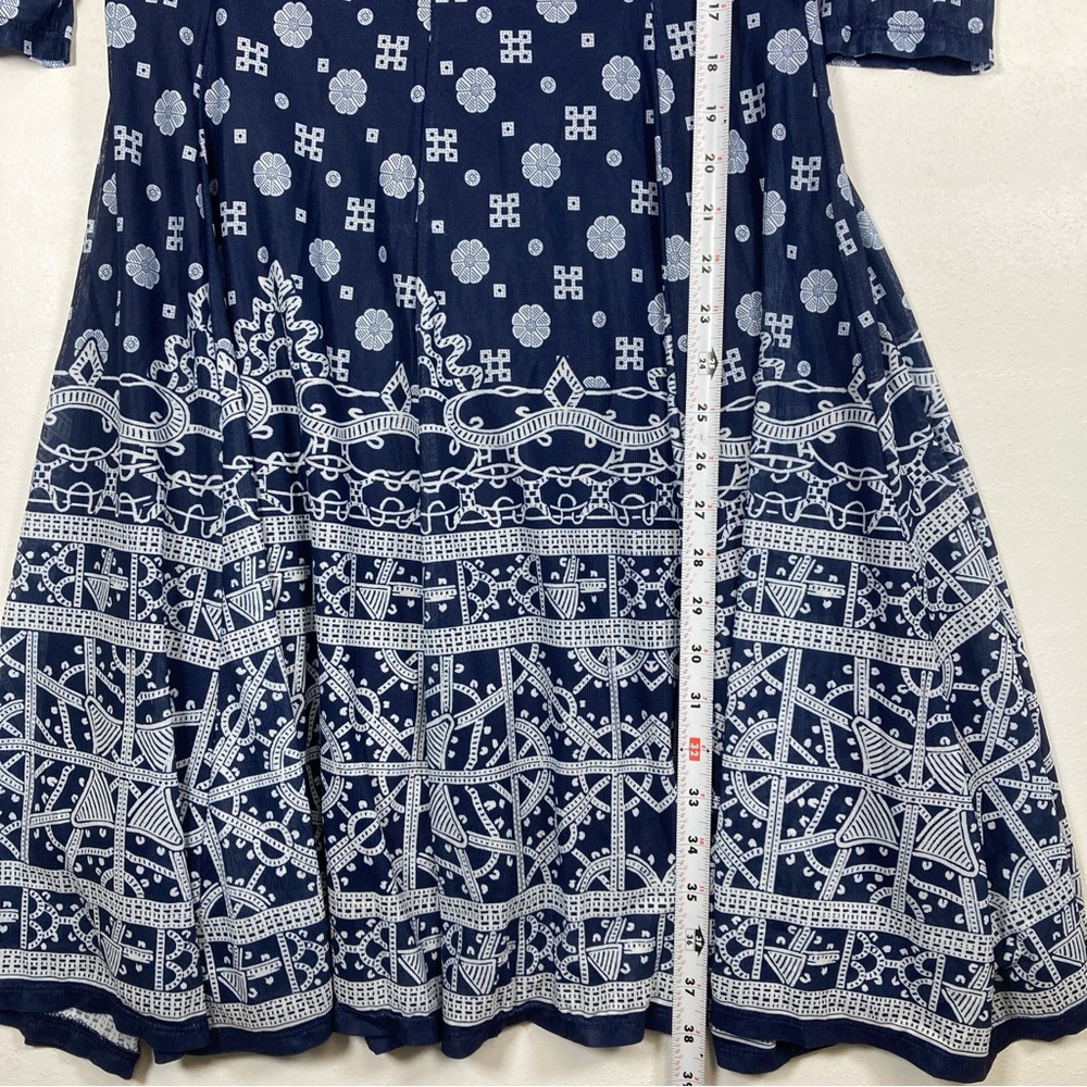 Haani Midi Dress Fit & Flare mesh Navy Blue Petite Small Boho Bohemian - Picture 8 of 16